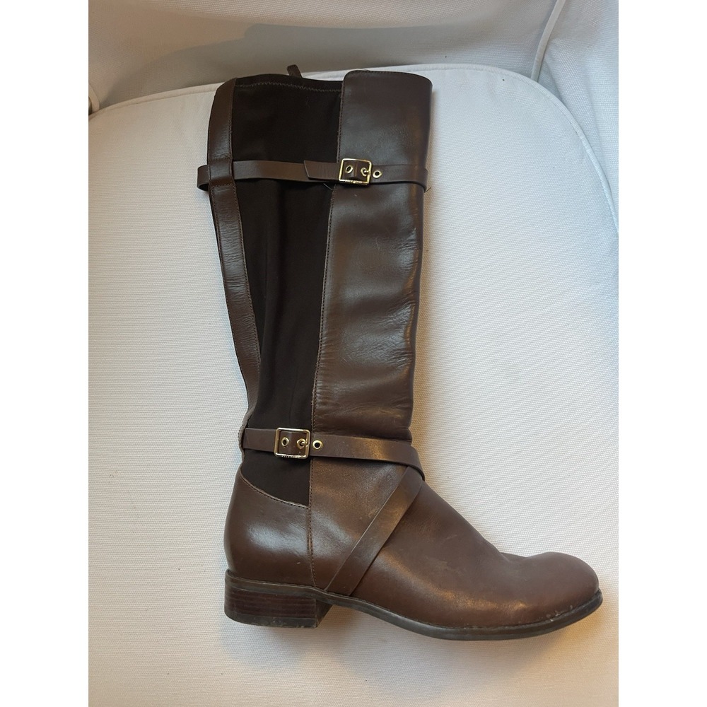 Cole Haan Womens Dorian Brown Leather Tall Boots Stretch Back Knee High size 7.5